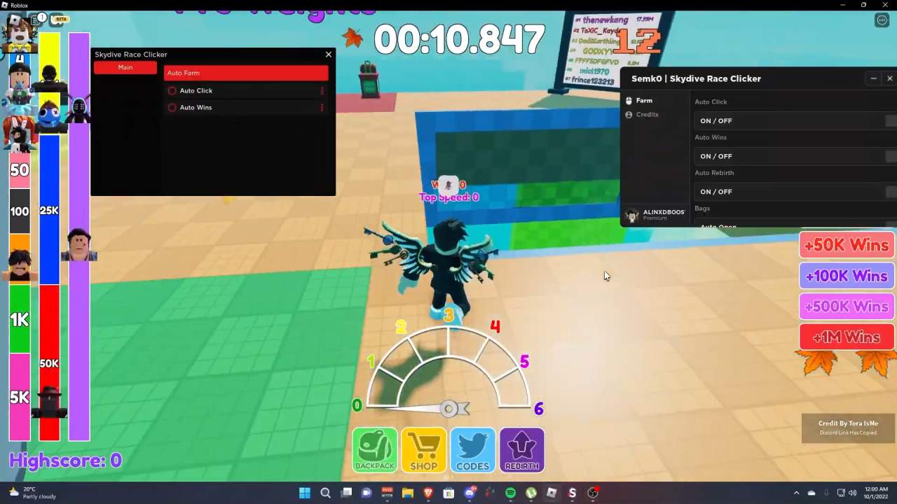 ROBLOX Skydive Race Clicker Script